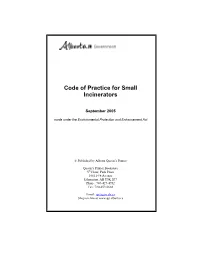 Code of Practice for Small Incinerators