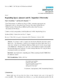 Expanding Space, Quasars and St. Augustine's Fireworks