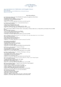 List of Reviewers (As Per the Published Articles) Year: 2019