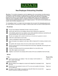 New Employee Onboarding Checklist