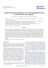 Oxygen Abundance Distributions in Six Late-Type Galaxies Based  on SALT Spectra of H II Regions