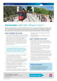 Parramatta Light Rail Stage 1 and 2 Factsheet