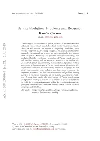 Syntax Evolution: Problems and Recursion
