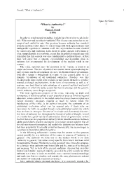 Arendt, “What Is Authority?” 1