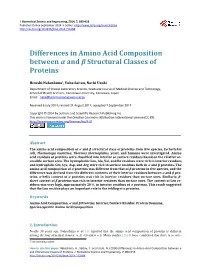 Differences in Amino Acid Composition Between Α and Β Structural Classes of Proteins
