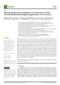 Harnessing Bacterial Endophytes for Promotion of Plant Growth and Biotechnological Applications: an Overview