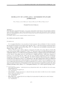 Rurality of Lithuania: Interdisciplinary Approach