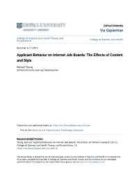 Applicant Behavior on Internet Job Boards: the Effects of Content and Style