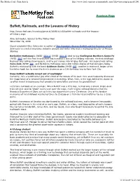 Buffett, Railroads, and the Lessons of History