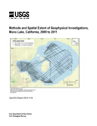 Methods and Spatial Extent of Geophysical Investigations, Mono Lake, California, 2009 to 2011