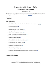 Responsive Web Design (RWD) Best Practices Guide