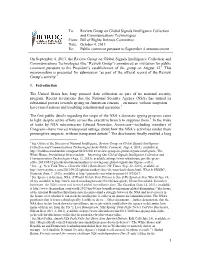 Review Group on Global Signals Intelligence Collection and Communications Technologies From