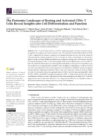 The Proteomic Landscape of Resting and Activated CD4+ T Cells Reveal Insights Into Cell Differentiation and Function