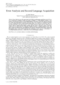 The Role of Error Analysis in Second Language Acquisition (English)