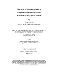 The Role of Host Countries in Diaspora-Driven Development: Canadian Policy and Practice
