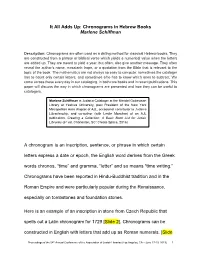 Chronograms in Hebrew Books Marlene Schiffman a Chronogram Is