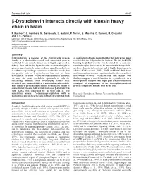 Β-Dystrobrevin Interacts Directly with Kinesin Heavy Chain in Brain