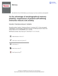 Implantation of Positive Self-Defining Memories Reduces Trait Anxiety