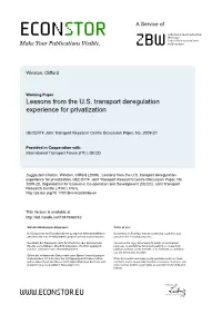 Lessons from the US Transport Deregulation