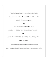 PROG 05A Associate in Fine Arts Uniform Articulation Agreement