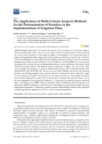 The Application of Multi-Criteria Analysis Methods for the Determination of Priorities in the Implementation of Irrigation Plans