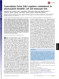 Transcription Factor Zeb2 Regulates Commitment to Plasmacytoid Dendritic Cell and Monocyte Fate