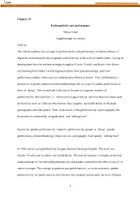 1 Chapter 29 Performativity and Performance Moya Lloyd Loughborough University Abstract This Article Explores the Concepts of P