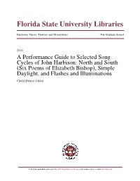 A Performance Guide to Selected Song Cycles of John Harbison