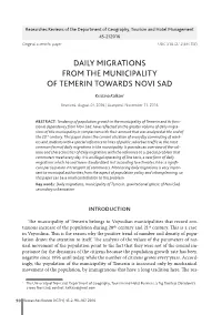 Daily Migrations from the Municipality of Temerin Towards Novi Sad