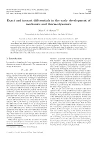 Exact and Inexact Differentials in the Early Development of Mechanics