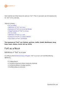 FORT: Synonyms and Related Words. What Is Another Word for FORT?