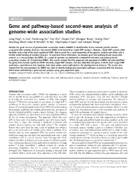 Gene and Pathway-Based Second-Wave Analysis of Genome-Wide Association Studies