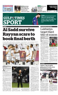 Al Sadd Survive Rayyan Scare to Book Final Berth