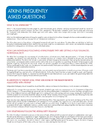 Atkins Frequently Asked Questions