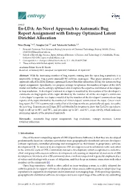 En-LDA: an Novel Approach to Automatic Bug Report Assignment with Entropy Optimized Latent Dirichlet Allocation