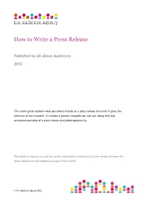 How to Write a Press Release