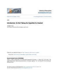 On Not Taking the Hyperlink for Granted