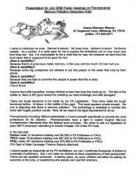 Presentation for July 2006 Public Hearings on Pennsylvania Mercury Pollution Reduction Rule
