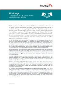 All Change LESSONS from the FIRSTGROUP UNDERTAKINGS REVIEW