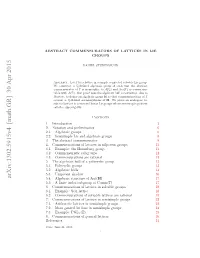 Arxiv:1302.5915V4 [Math.GR] 30 Apr 2015 BTATCMESRTR FLTIE NLIE in LATTICES of COMMENSURATORS ABSTRACT .Introduction 1