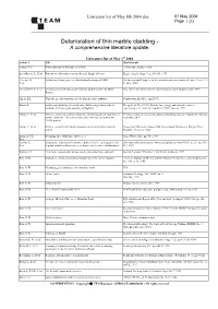 Deterioration of Thin Marble Cladding - a Comprehensive Literature Update