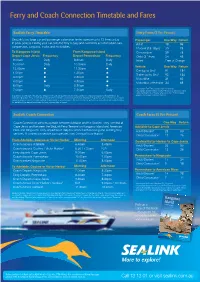 Ferry and Coach Connection Timetable and Fares