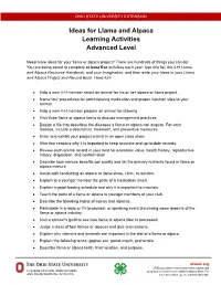 Ideas for Llama and Alpaca Learning Activities Advanced Level