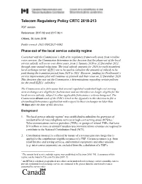Phase-Out of the Local Service Subsidy Regime