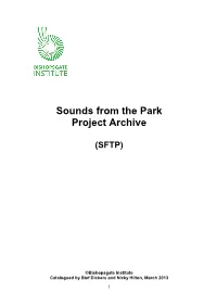 Sounds from the Park Project Archive