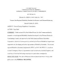 Version One Regional Reliability Standard for Resource and Demand Balancing RM09-15-000