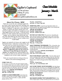 Class Schedule January– March 2021