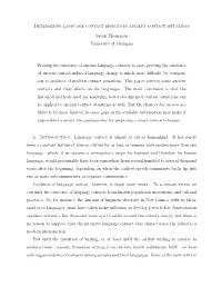 Determining Language Contact Effects in Ancient Contact Situations Sarah