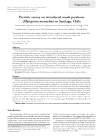 Parasitic Survey on Introduced Monk Parakeets (Myiopsitta Monachus) In