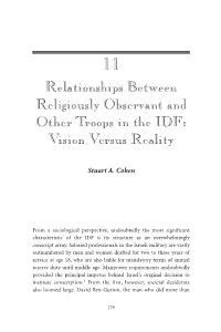 Relationships Between Religiously Observant and Other Troops in the IDF: Vision Versus Reality